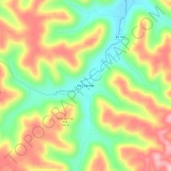Mapa topográfico Glen Springs, altitude, relevo