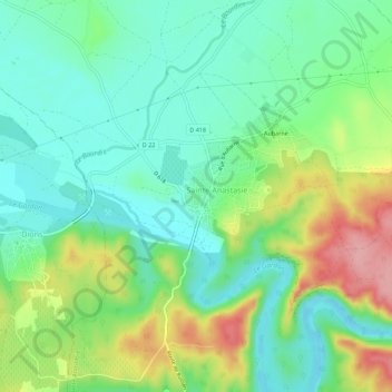 Mapa topográfico Russan, altitude, relevo