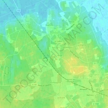 Mapa topográfico Caboy, altitude, relevo