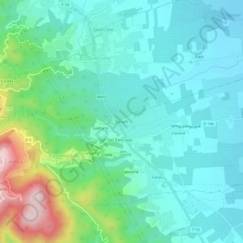 Mapa topográfico Bonelli, altitude, relevo