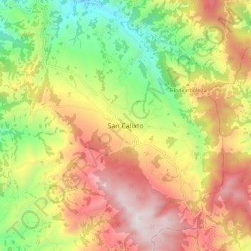 Mapa topográfico San Calixto, altitude, relevo