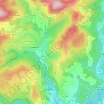 Mapa topográfico Coulens, altitude, relevo