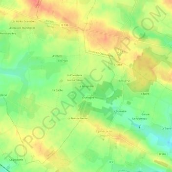 Mapa topográfico La Bougrière, altitude, relevo