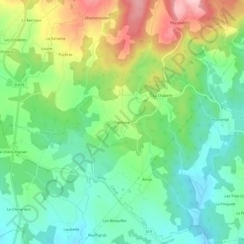 Mapa topográfico Ceinturat, altitude, relevo