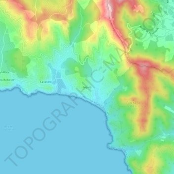 Mapa topográfico Gigaro, altitude, relevo