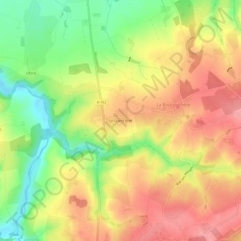 Mapa topográfico Le Grand Breil, altitude, relevo