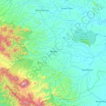 Mapa topográfico Bangko, altitude, relevo