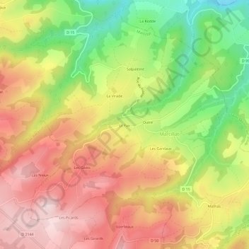 Mapa topográfico Le Fax, altitude, relevo