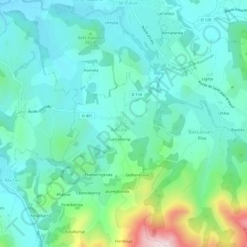 Mapa topográfico Plaza, altitude, relevo