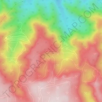 Mapa topográfico Serra Norte, altitude, relevo