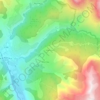 Mapa topográfico Villard Haut, altitude, relevo