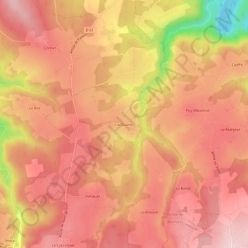 Mapa topográfico La Quarte, altitude, relevo