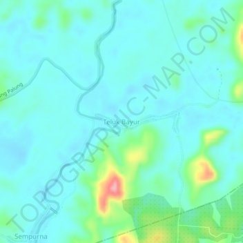 Mapa topográfico Teluk Bayur, altitude, relevo