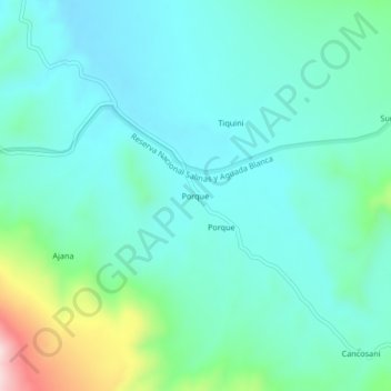 Mapa topográfico Porque, altitude, relevo