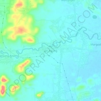 Mapa topográfico Jati Agung, altitude, relevo