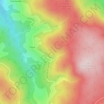 Mapa topográfico Le Roc Pointu, altitude, relevo