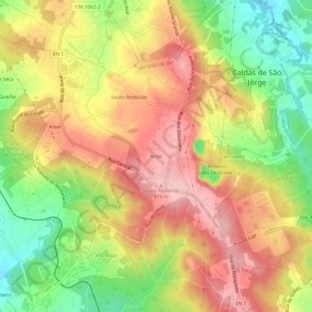 Mapa topográfico Airas, altitude, relevo