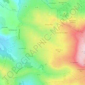 Mapa topográfico Chanrousse--, altitude, relevo