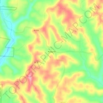 Mapa topográfico Ringgold, altitude, relevo