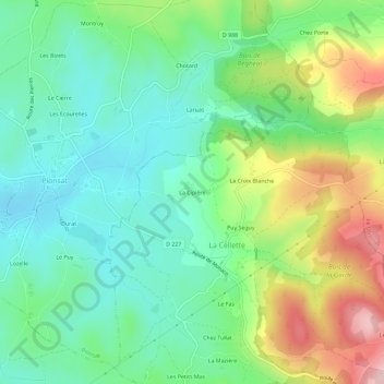 Mapa topográfico La Cipière, altitude, relevo