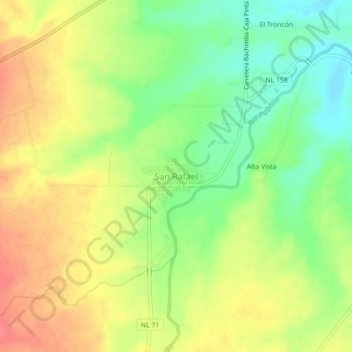 Mapa topográfico San Rafael, altitude, relevo