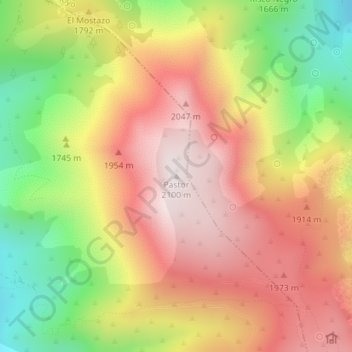 Mapa topográfico Pastor, altitude, relevo