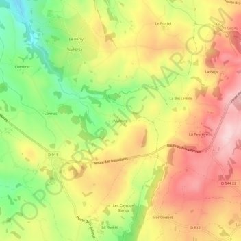 Mapa topográfico Maloyre, altitude, relevo