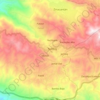 Mapa topográfico Nachig, altitude, relevo