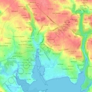 Mapa topográfico Le Cranic, altitude, relevo