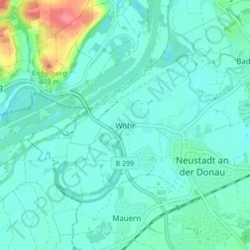 Mapa topográfico Wöhr, altitude, relevo