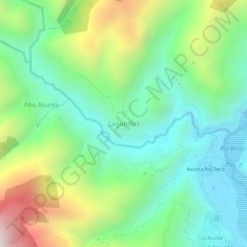 Mapa topográfico Lagunillas, altitude, relevo