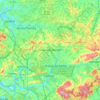Mapa topográfico Francisco Morato, altitude, relevo