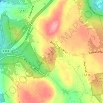 Mapa topográfico Whites Hill, altitude, relevo
