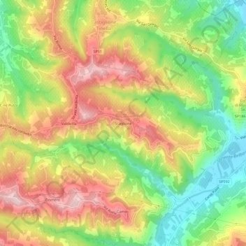 Mapa topográfico F.ne Scaglione, altitude, relevo
