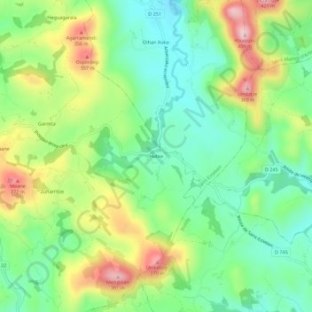 Mapa topográfico Habia, altitude, relevo