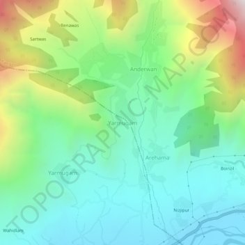 Mapa topográfico Yarmuqam, altitude, relevo