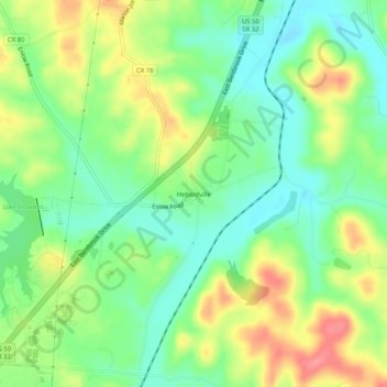 Mapa topográfico Hebardville, altitude, relevo