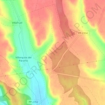 Mapa topográfico Valdescapa, altitude, relevo