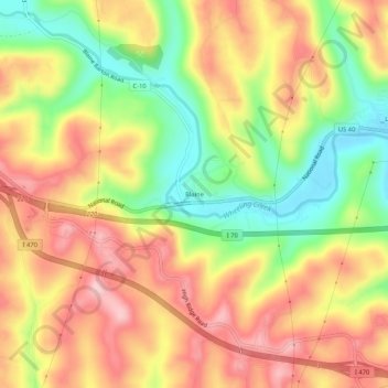 Mapa topográfico Blaine, altitude, relevo