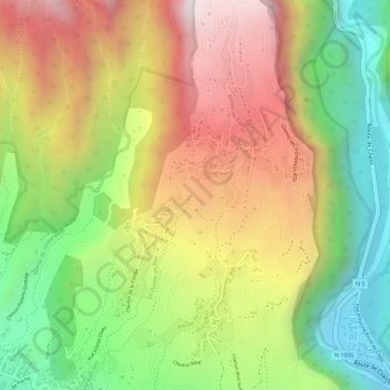 Mapa topográfico Ligne Chevalier, altitude, relevo