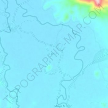 Mapa topográfico Poto, altitude, relevo