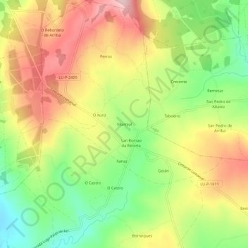 Mapa topográfico Vilarreal, altitude, relevo