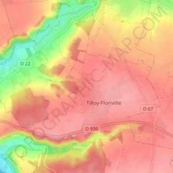 Mapa topográfico Floriville, altitude, relevo