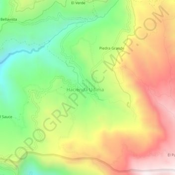 Mapa topográfico Udima, altitude, relevo