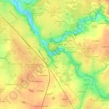 Mapa topográfico Plessard, altitude, relevo