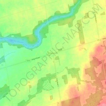 Mapa topográfico Maxwell, altitude, relevo
