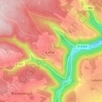 Mapa topográfico Schmieh, altitude, relevo