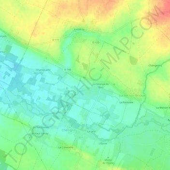 Mapa topográfico Chanteloube, altitude, relevo
