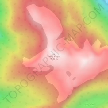 Mapa topográfico Vimy Ridge, altitude, relevo