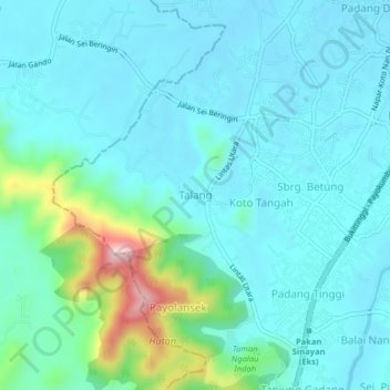 Mapa topográfico Talang, altitude, relevo